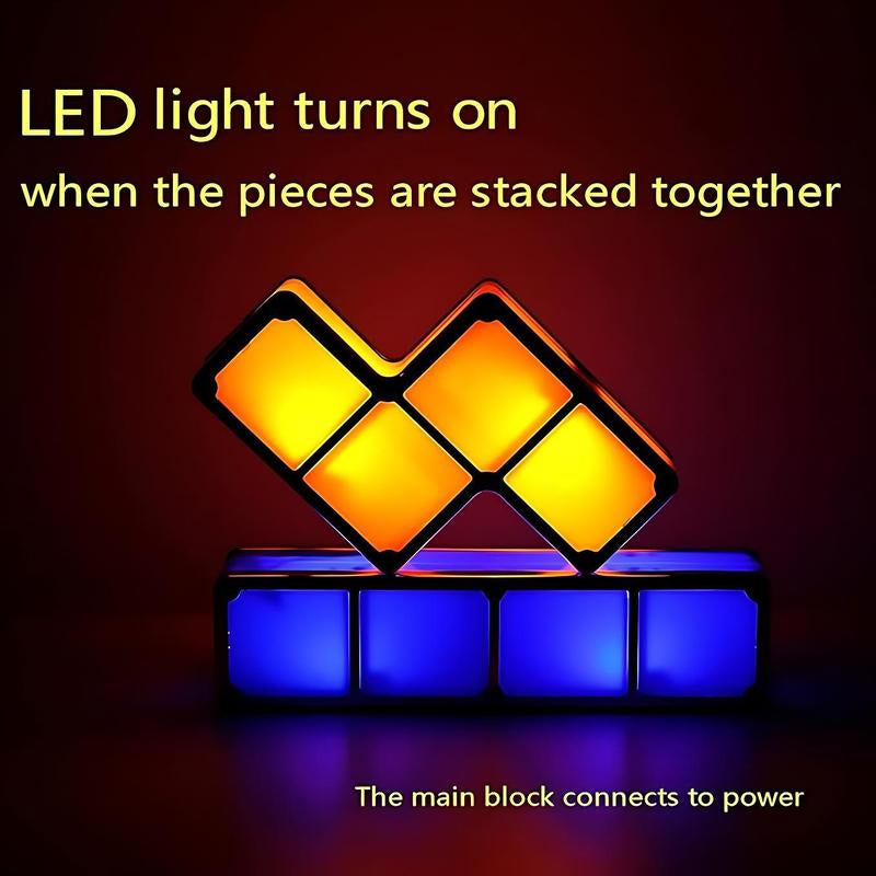 【Hot Selling Gift】7 PCS Stackable Night Light 3D Puzzles Toy 7 Colors Magic Blocks Induction Interlocking LED Novelty Desk Lamp Lighting DIY for Teens and Adults Home Deco Great Gift for Birthday