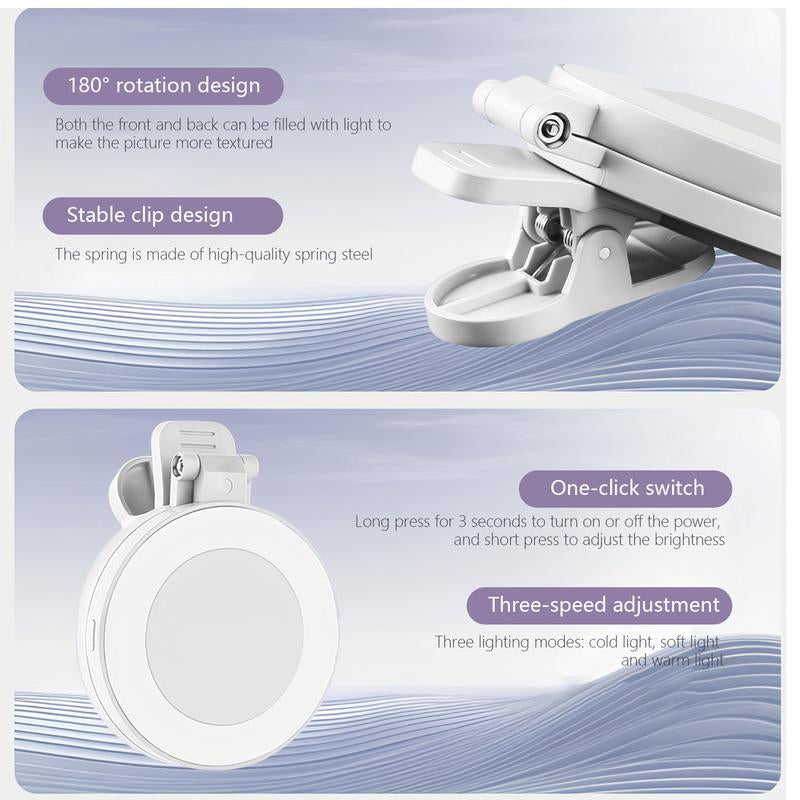 360° LED Ring Light with Mirror & Phone Holder ,3-In-1 Rechargeable Makeup Light for Live Streaming, Video Calls, Selfie (Portable, 3 Color Temperatures, Foldable)