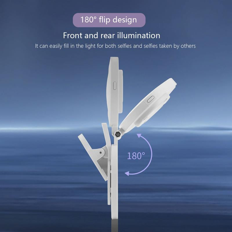 360° LED Ring Light with Mirror & Phone Holder ,3-In-1 Rechargeable Makeup Light for Live Streaming, Video Calls, Selfie (Portable, 3 Color Temperatures, Foldable)