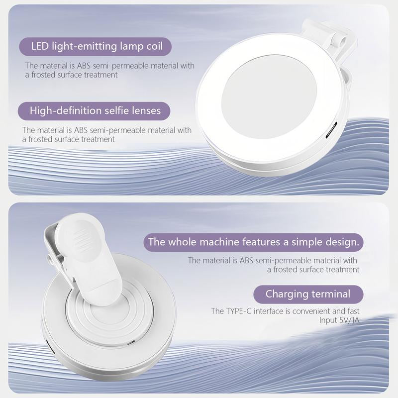 360° LED Ring Light with Mirror & Phone Holder ,3-In-1 Rechargeable Makeup Light for Live Streaming, Video Calls, Selfie (Portable, 3 Color Temperatures, Foldable)