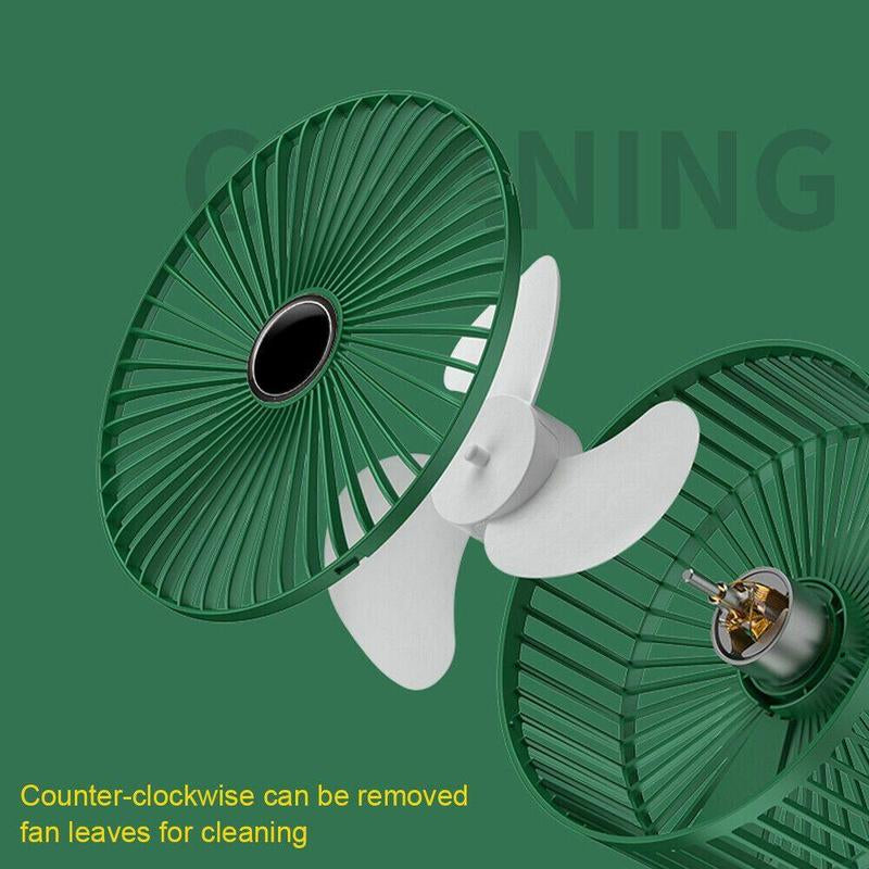 Green Portable Foldable Floor Fan with Built-In USB Charging Retractable Desk Fan ABS Material Touch Button Control Three-Speed Wind Power Adjustable Mobile Phone Stand