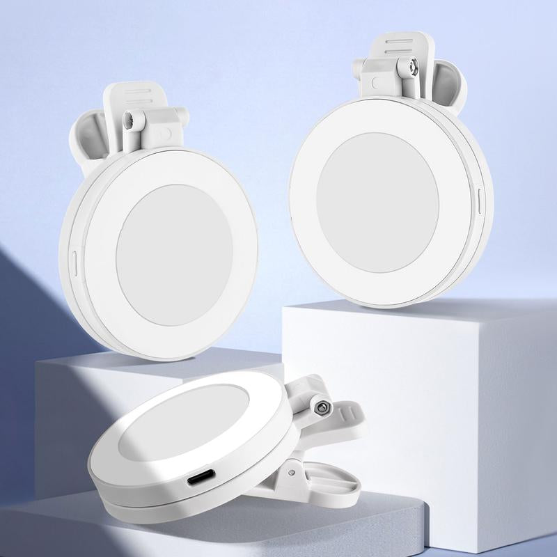 360° LED Ring Light with Mirror & Phone Holder ，3-In-1 Rechargeable Makeup Light for Live Streaming, Video Calls, Selfie (Portable, 3 Color Temperatures, Foldable)