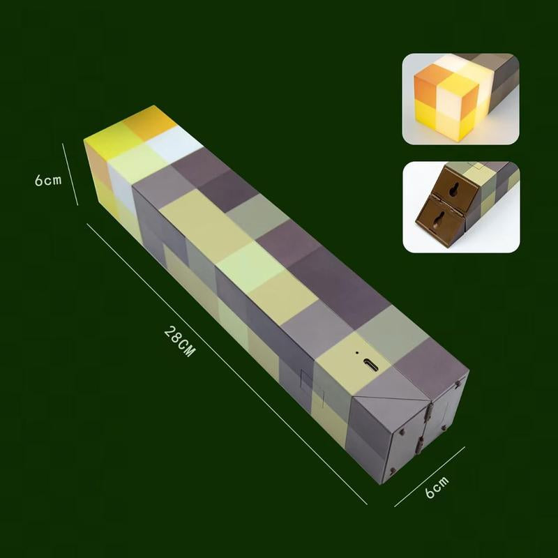 Upgraded Pixel Torch Night Light – USB Pluggable LED Wall Lamp | Handheld Flashlight for Kids Room, Holiday Party & Creative Home Decor