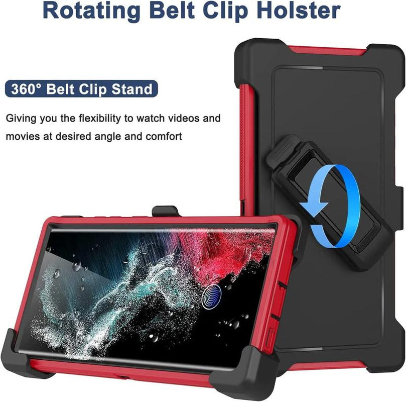 Rugged Defender Case for Samsung Galaxy S25 / S25+Plus / S25 Ultra / Shockproof Heavy Duty Protection Case with Belt Clip Phonecase